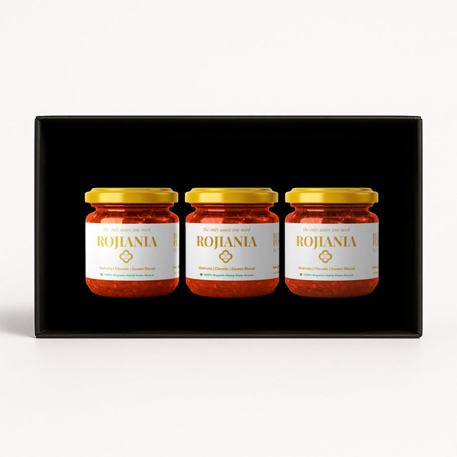 Premium | 100% Organic Rojiania Classic Bundle – 3 Jars of Red Pepper Sauce with Walnuts