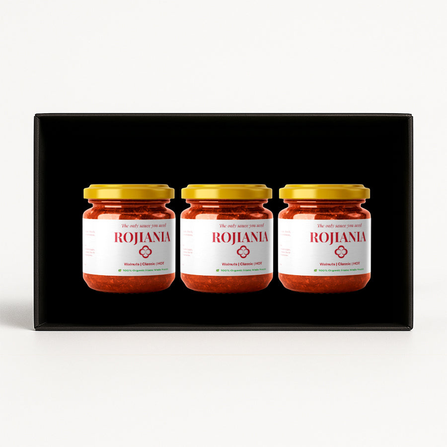 Premium | 100% Organic Rojiania Classic Bundle – 3 Jars of Red Pepper Sauce with Walnuts