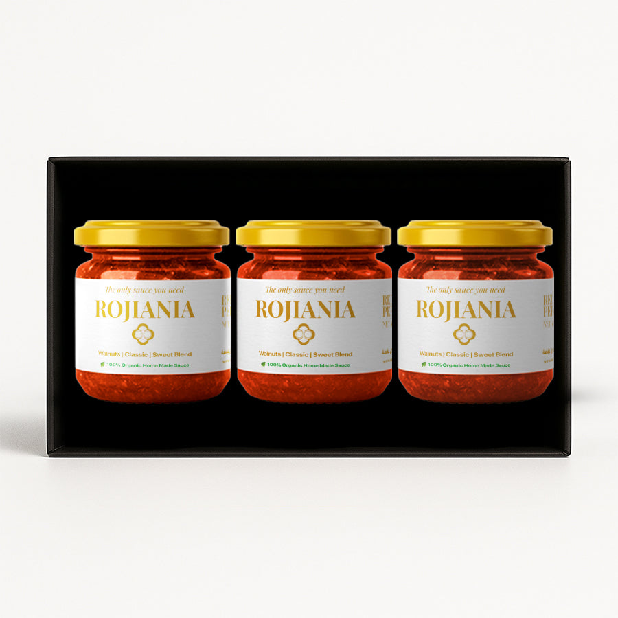 Premium | 100% Organic Rojiania Classic Bundle – 3 Jars of Red Pepper Sauce with Walnuts