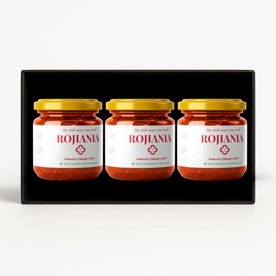 Premium | 100% Organic Rojiania Classic Bundle – 3 Jars of Red Pepper Sauce with Walnuts